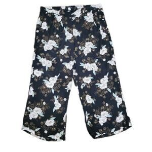 Torrid Wide Leg‎ Pants Women's 3x Floral Pull On Pockets Elastic Waistband